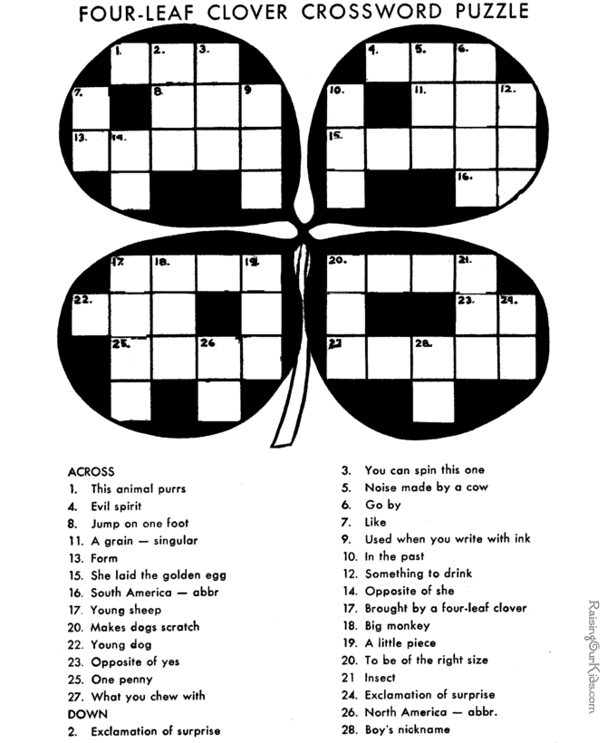 Crossword puzzle for kid