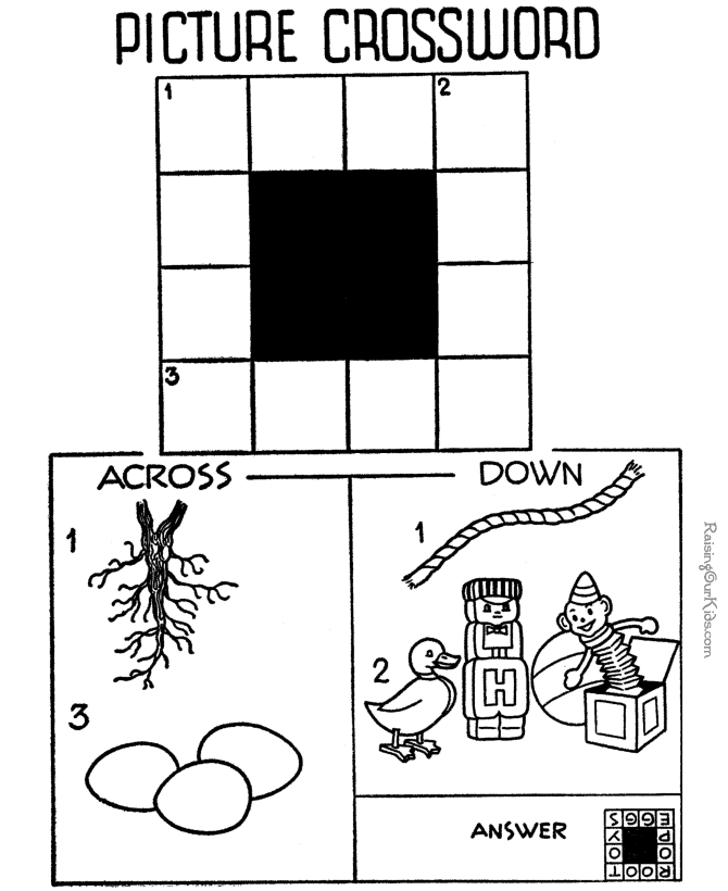 Free crossword puzzle for kids 005