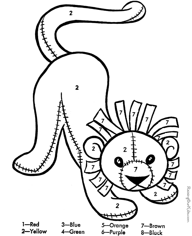 Free color by number printable for child