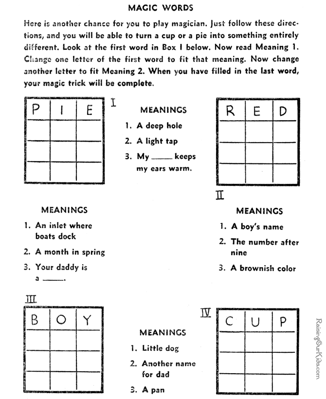 Free printable crossword puzzles for kids