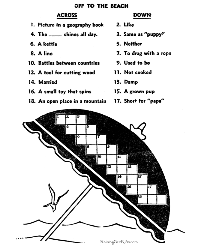 Free crossword puzzle printables for child